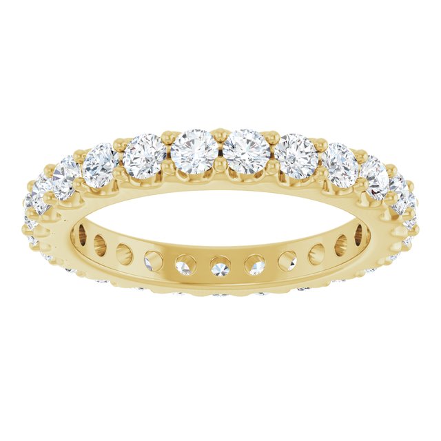 14K Yellow Gold Round 2.5 Mm Vs, F+ Polished 1 3/8 Ctw Lab-Grown Diamond Eternity Band, Size 5.5