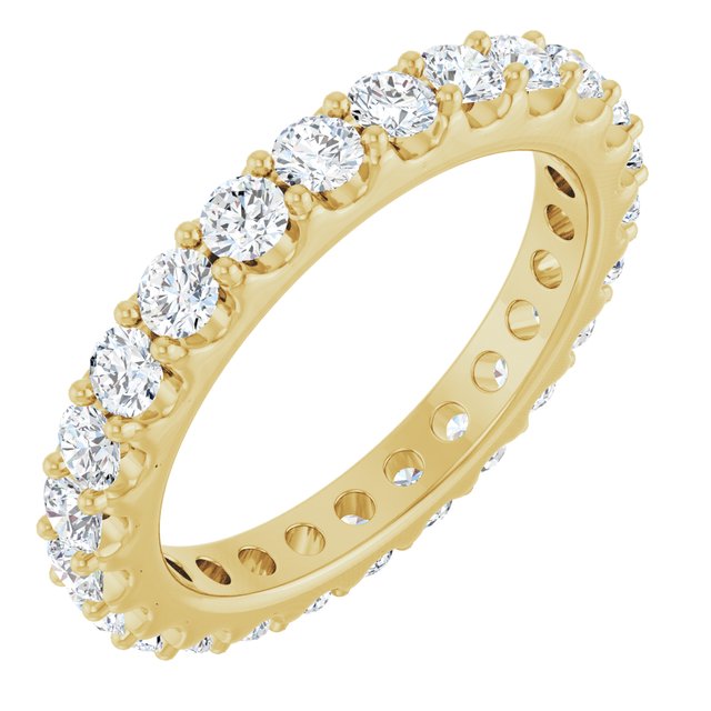 14K Yellow Gold Round 2.5 Mm Vs, F+ Polished 1 3/8 Ctw Lab-Grown Diamond Eternity Band, Size 5.5