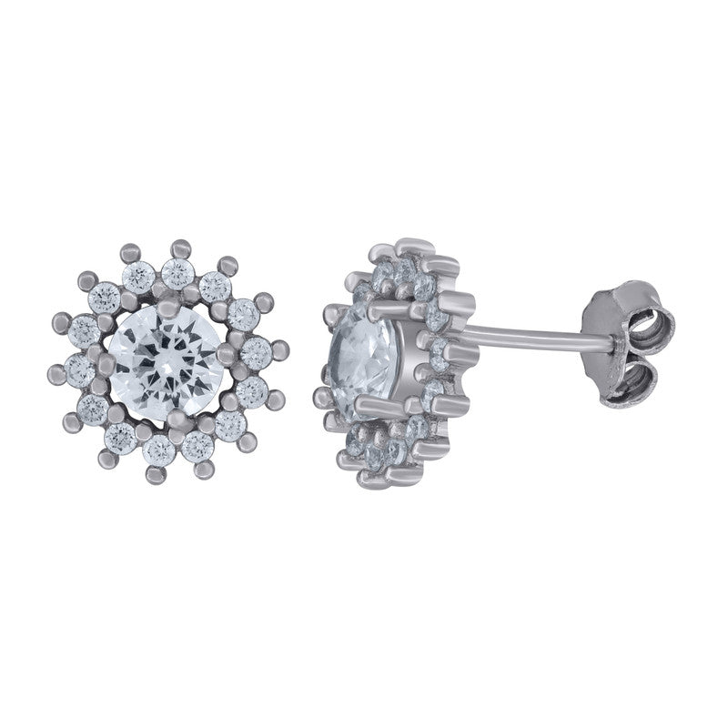 925 Sterling Silver Womens Cubic-Zirconia Fashion Stud Earrings