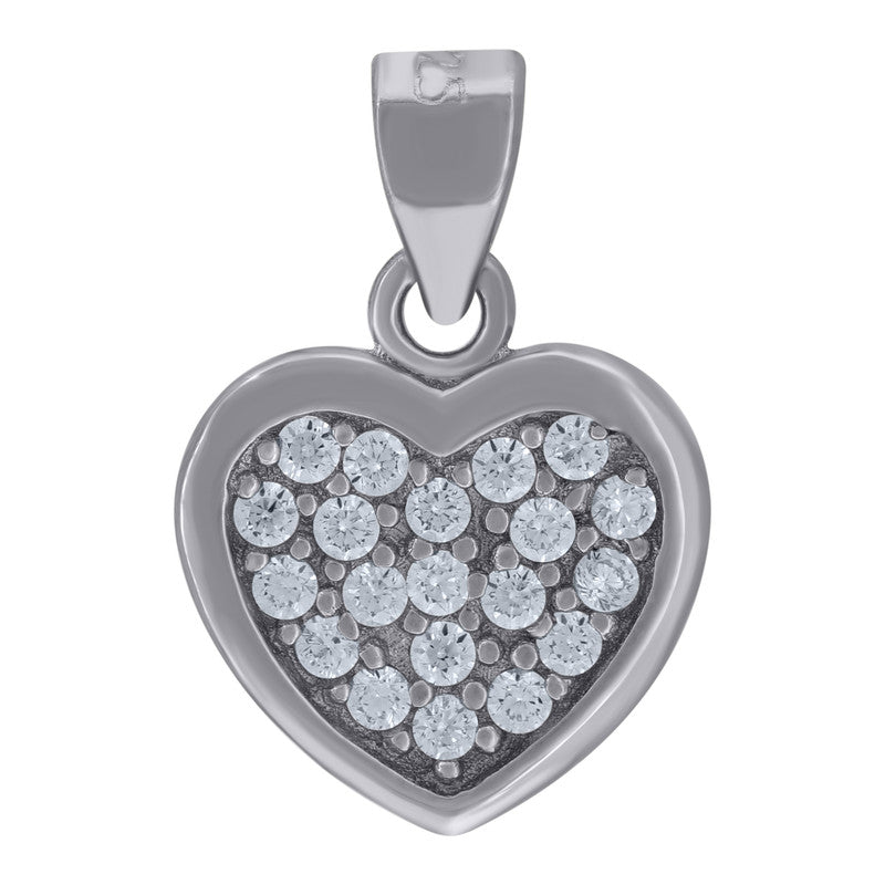 925 Sterling Silver Womens Cubic-Zirconia Heart Charm Pendant