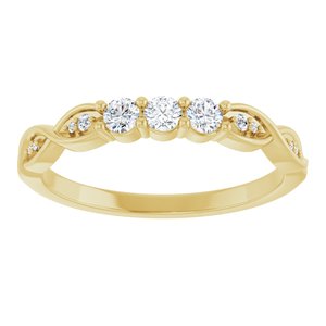 14K Yellow Gold Natural Diamond Round 2.5 Mm Natural Diamond Polished 1/5 Ctw Natural Diamond 3-Stone Anniversary Band Size 7
