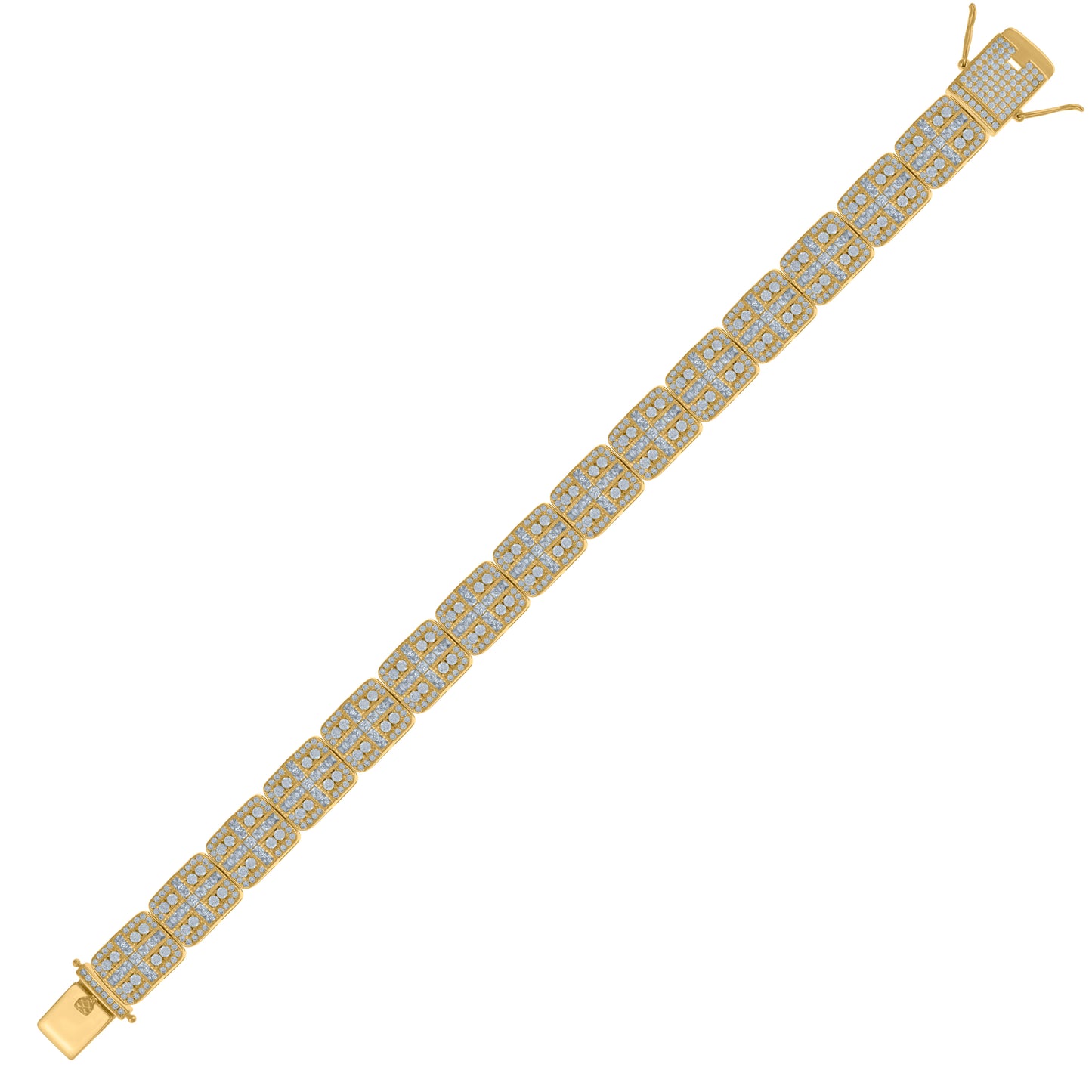 Sterling Silver Mens Baguette Cubic-Zirconia Fashion Link Bracelet Size 9
