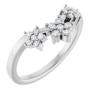 14K White Gold Round Polished 1/6 Natural Diamond Contour Band Size 7