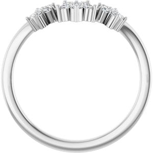 14K White Gold Round Polished 1/6 Natural Diamond Contour Band Size 7