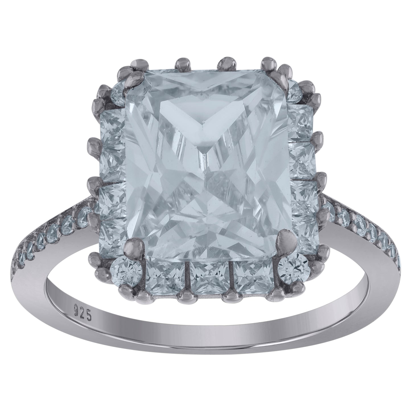 Sterling Silver Womens Emerald Cubic-Zirconia Bridal Anniversary Engagement Wedding Ring