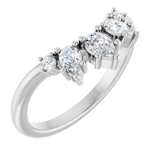 14K White Gold Pear 4.5 X 3 Mm Polished 3/8 Ctw Natural Diamond Contour Band Size 7