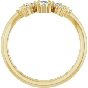 14K Yellow Gold Pear 4.5 X 3 Mm Polished 3/8 Ctw Natural Diamond Contour Band Size 7