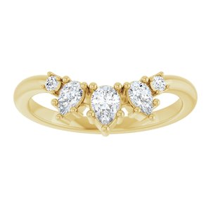 14K Yellow Gold Pear 4.5 X 3 Mm Polished 3/8 Ctw Natural Diamond Contour Band Size 7