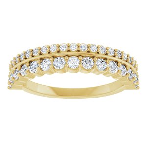 14K Yellow Gold Round 2 Mm 5/8 Ctw Natural Diamond Double-Row Double Row Anniversary Band Size 7