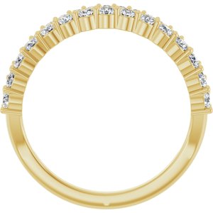 14K Yellow Gold Round 2 Mm 5/8 Ctw Natural Diamond Double-Row Double Row Anniversary Band Size 7