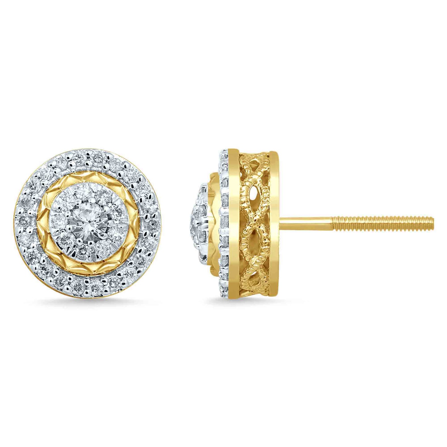10K Yellow Gold 0.47-0.50 Cttw Diamond Dark Earring