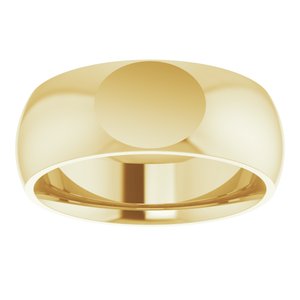 18K Yellow Gold 8 Mm Polished Comfort-Fit Signet Wedding Band Size 8