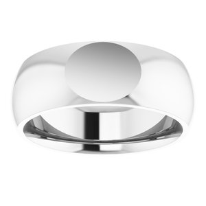 14K White Gold 8 Mm Polished Comfort-Fit Signet Wedding Band Size 11