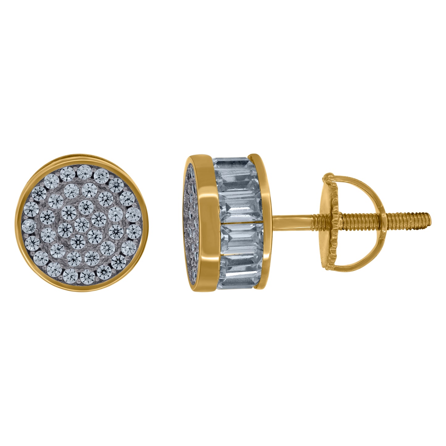 Sterling Silver Unisex Cubic-Zirconia Fashion Stud Earrings