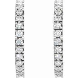 14K White Gold Pair Round Shape 1.7Mm Si1-Si2, Gh 1/2 Ctw Lab-Grown Diamond Hoop Earrings, Length: 17.6 Mm, Thickness: 1.7 Mm