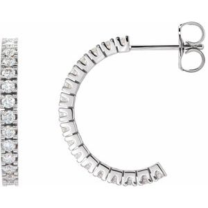 14K White Gold Pair Round Shape 1.7Mm Si1-Si2, Gh 1/2 Ctw Lab-Grown Diamond Hoop Earrings, Length: 17.6 Mm, Thickness: 1.7 Mm