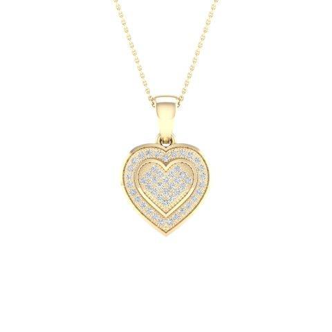 10K Yellow Gold 0.15 Cttw Diamond Heart Charm