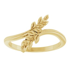 14K Yellow Gold Polished Leaf Bypass Ring Size 7