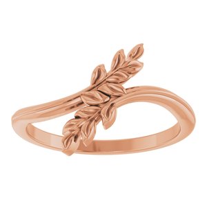 14K Rose Gold Polished Leaf Bypass Ring Size 7