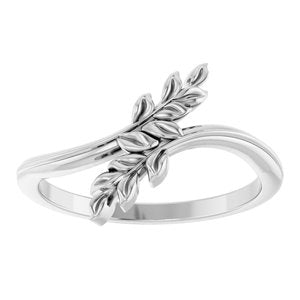 Sterling Silver Polished Leaf Bypass Ring Size 7