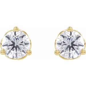 14K Yellow Gold Round 1/2 Ctw Si1-Si2, Gh 1/2 Ctw Lab-Grown Diamond 3-Prong Scroll Friction Back Earrings