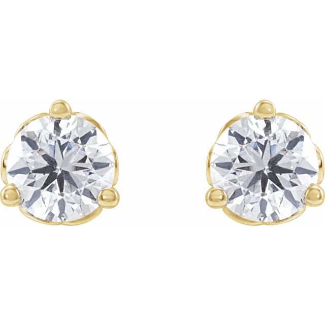 14K Yellow Gold Round 4Mm I1, G-H Friction Polished 3/8 Ctw Natural Diamond 3-Prong Scroll Earrings
