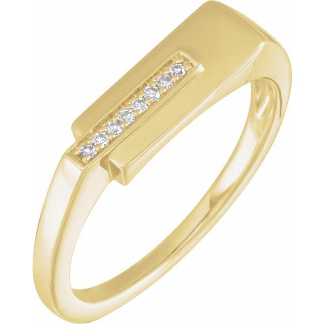 14K Yellow Or White Gold Round 1 Mm Polished Diamond Fashion Ring, Size 7