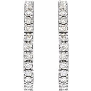 14K White Gold Pair Round Shape 2.2Mm Si1-Si2, Gh 1 5/8 Ctw Lab-Grown Diamond Hoop Earrings, Length: 24.7 Mm, Thickness: 2.2 Mm