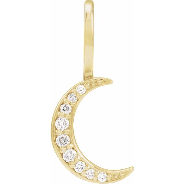 14K Yellow Gold Round I1, G-H Polished .07 Ctw Natural Diamond Crescent Moon Charm/Pendant