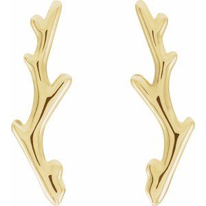 14K Yellow Gold 19.71 X 5.62 Mm Right Friction Backs Polished Branch Ear Climber