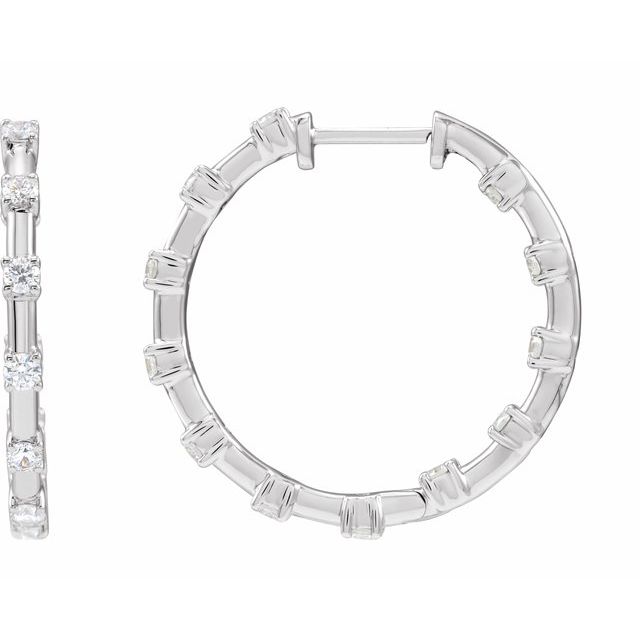 14K Yellow Or White Gold Round 25.14 Mm 2.5 Mm 2.1Mm Si1-Si2, Gh Pair Hinged Polished 1 Ctw Lab-Grown Diamond Hoop Earrings