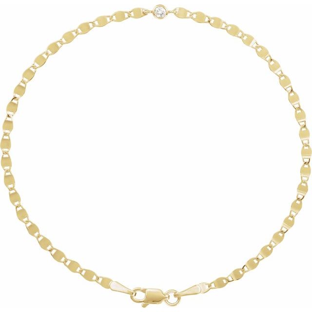 14K Yellow Gold Round 2.5 Mm 6.9 X 3 Mm 7 1/2 In I1, G-H Polished .06 Ct Natural Diamond Bezel-Set Solitaire Bracelet