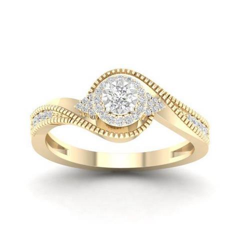 10K Yellow Gold 0.20 Cttw Diamond Ladies Ring
