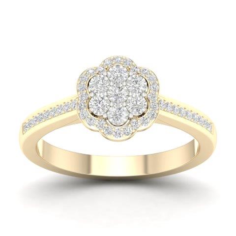 10K Yellow Gold 0.20 Cttw Diamond Ladies Ring