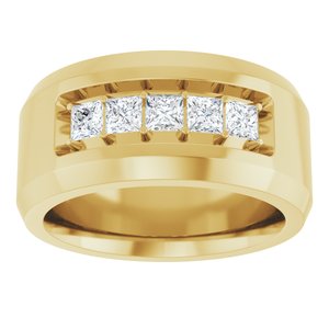 14K Yellow Gold Square 3 X 3 Mm F+ Vs Lab-Grown Diamond Band Size 10