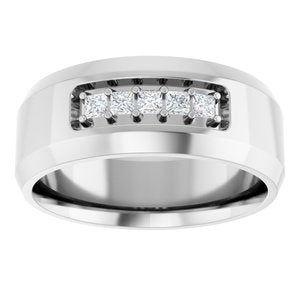 14K White Gold Square 2 X 2 Mm F+ Vs Lab-Grown Diamond Band Size 10