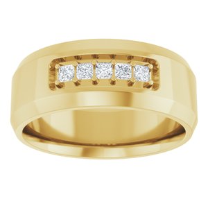 14K Yellow Gold Square 2 X 2 Mm F+ Vs Lab-Grown Diamond Band Size 10