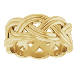 14K Yellow Gold 7.99 Mm Polished Double Woven Design Band Size 7
