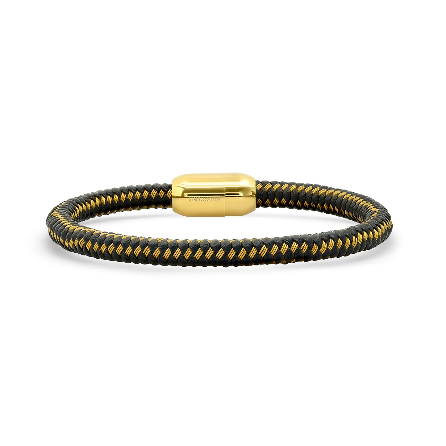 Stainless Steel Mens Yellow Or Black-Tone Weave Fashion Bracelet