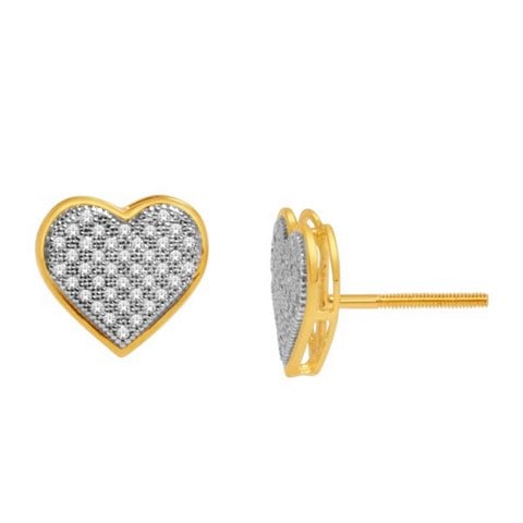 10K Yellow Gold 0.25 Cttw Diamond "Heart" Earring