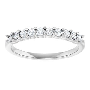 14K White Gold 10-Stone Round 2 Mm Polished 1/4 Ctw Natural Diamond 10-Year Anniversary Band Size 7