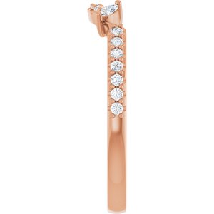 14K Rose Gold Oval All Sizes Si2-Si3, G-H :: 1/5 Ctw Polished 1/5 Ctw Natural Diamond Matching Band