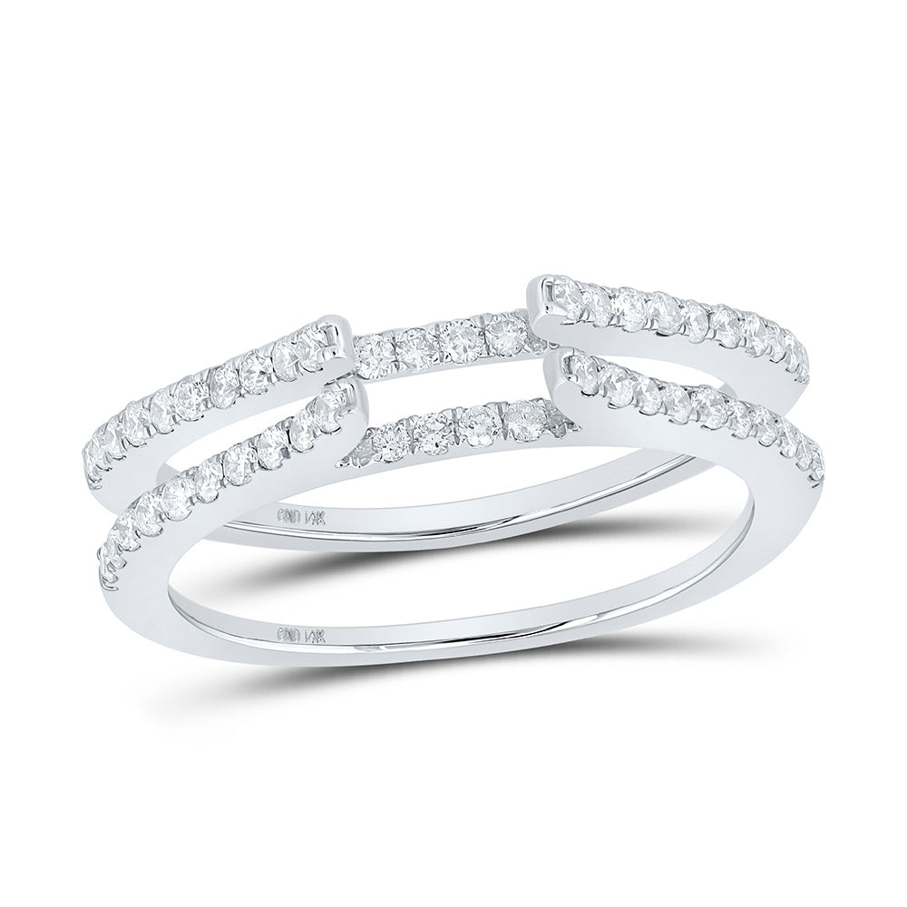 14K White Gold Womens Round Diamond Ring Guard Wrap Solitaire Enhancer 1/2 Cttw, Womens Size: 5-10