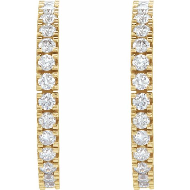 14K Yellow Gold Round 17.6 Mm 1.7 Mm 1.7Mm I1, G-H Pair Friction Back Polished 1/2 Ctw Natural Diamond Hoop Earrings