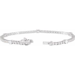 14K White Gold Round 1.7Mm G-H Si1-Si2 1 3/4 Ctw Lab-Grown Diamond Line Bracelet, Length: 7 In