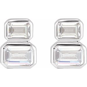 14K White Gold Emerald 4.5 X 3 Mm 1 Ctw Lab-Grown Diamond Earrings