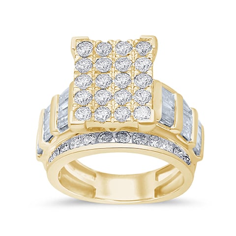 10K Yellow Gold 3.00-3.08 Cttw Round Diamond Cindrella Ring