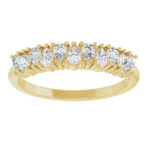 14K Yellow Gold Pear 3 X 2 Mm Polished 1/2 Ctw Lab-Grown Diamond Anniversary Band Size 7