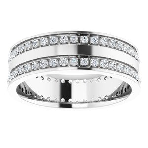 14K White Gold Round 1.3 Mm F+ Vs 7/8 Ctw Lab-Grown Natural Diamond Band Size 10.5