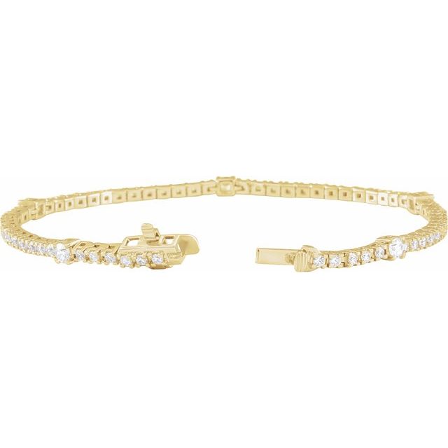 14K Yellow Gold Round 1.7Mm Si1-Si2, G-H 7 In Polished 1 3/4 Ctw Lab-Grown Diamond Line Bracelet